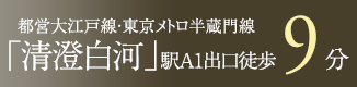 都営大江戸線・東京メトロ半蔵門線「清澄白河駅　徒歩10分